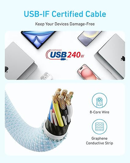 Anker Zolo USB C to USB C Cable,(240W) (6FT)