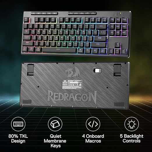 لوحة مفاتيح الألعاب اللاسلكية الغشائية REDRAGON K516 PRO Shiva TKL RGB ريد دراغون 