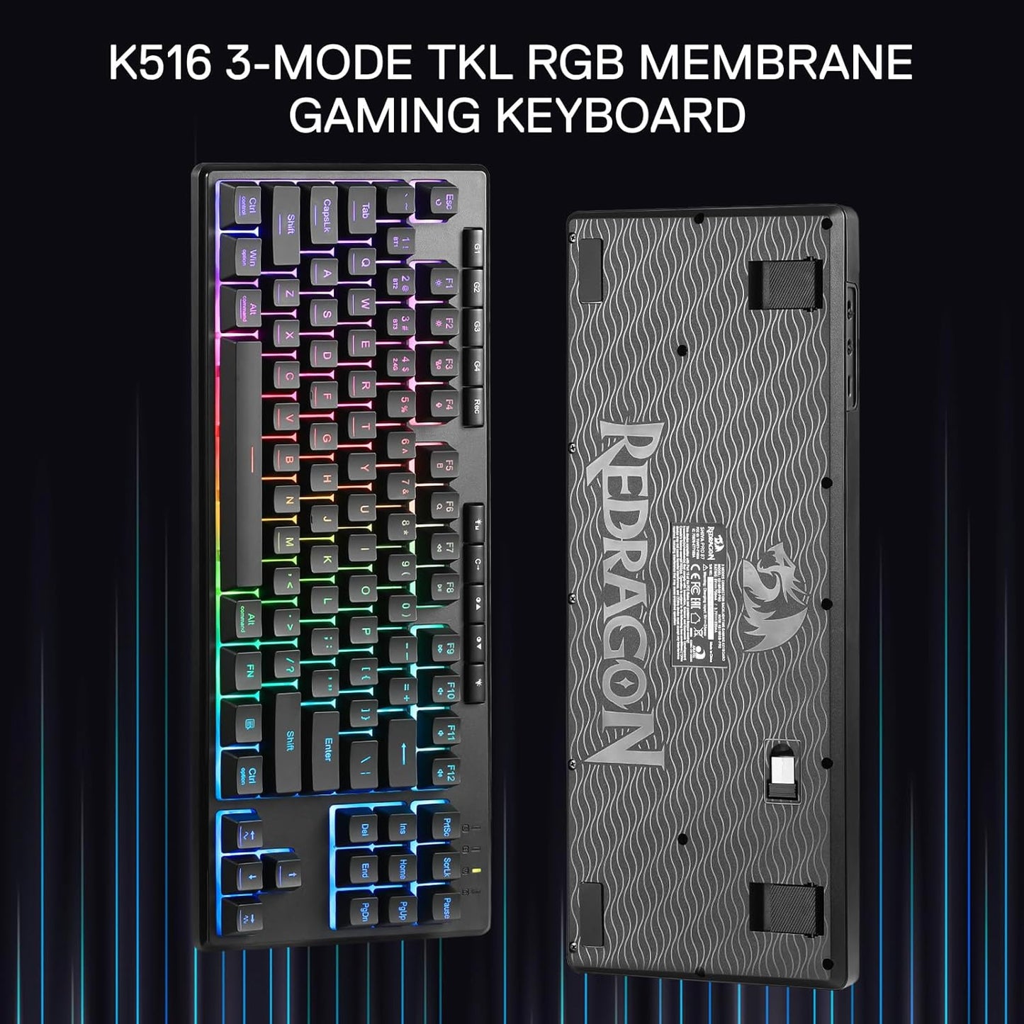 لوحة مفاتيح الألعاب اللاسلكية الغشائية REDRAGON K516 PRO Shiva TKL RGB ريد دراغون 