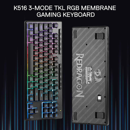 لوحة مفاتيح الألعاب اللاسلكية الغشائية REDRAGON K516 PRO Shiva TKL RGB ريد دراغون 