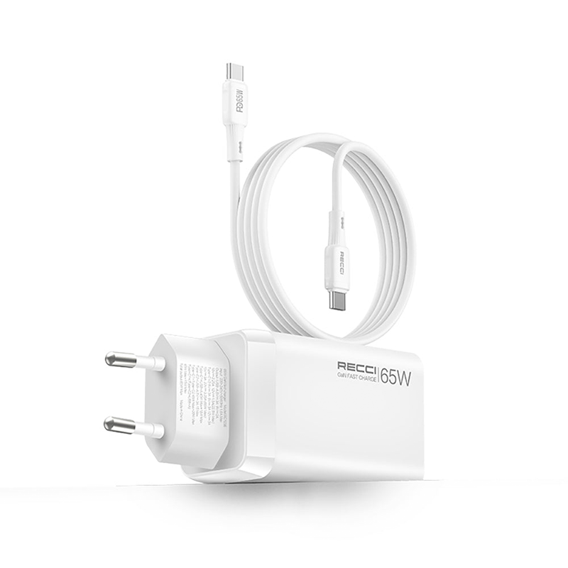 Recci RC123E GaN 65W Fast Charger Dual Type-C + USB-A 22.5W