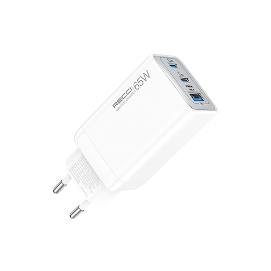 Recci RC123E GaN 65W Fast Charger Dual Type-C + USB-A 22.5W
