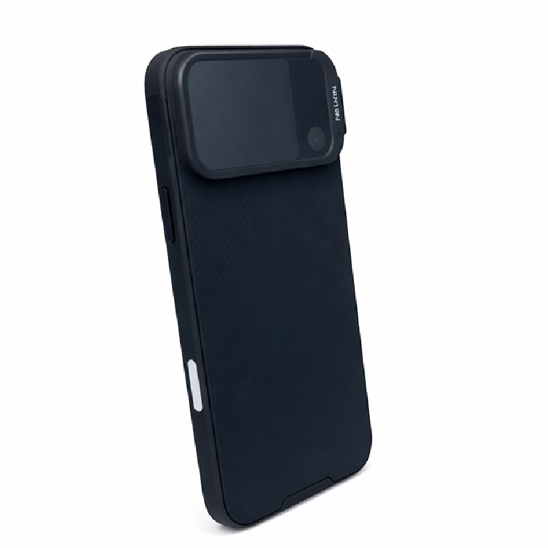 جراب حماية لهاتف iPhone 17 Pro Max، نحيف للغاية، بتصميم منسوج فاخر باللونين الأسود/الرمادي