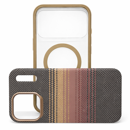 iPhone 17 Pro Max Case, Ultra-Thin, 2 in 1 Sunset/ Transparent Design, Premium Woven Protection