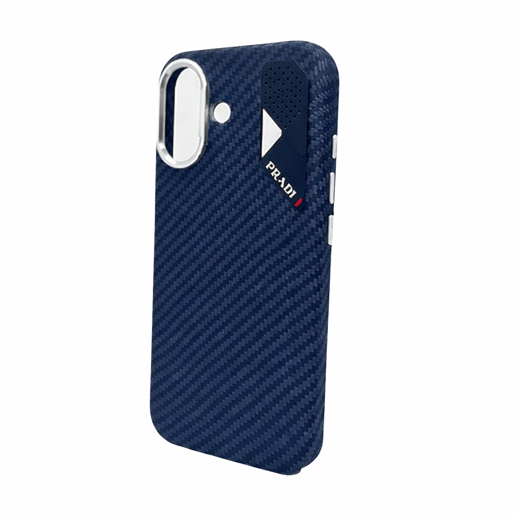iPhone 16 Case, Ultra-Thin, Dark Navy Will Design, Premium Woven Protection Pradi