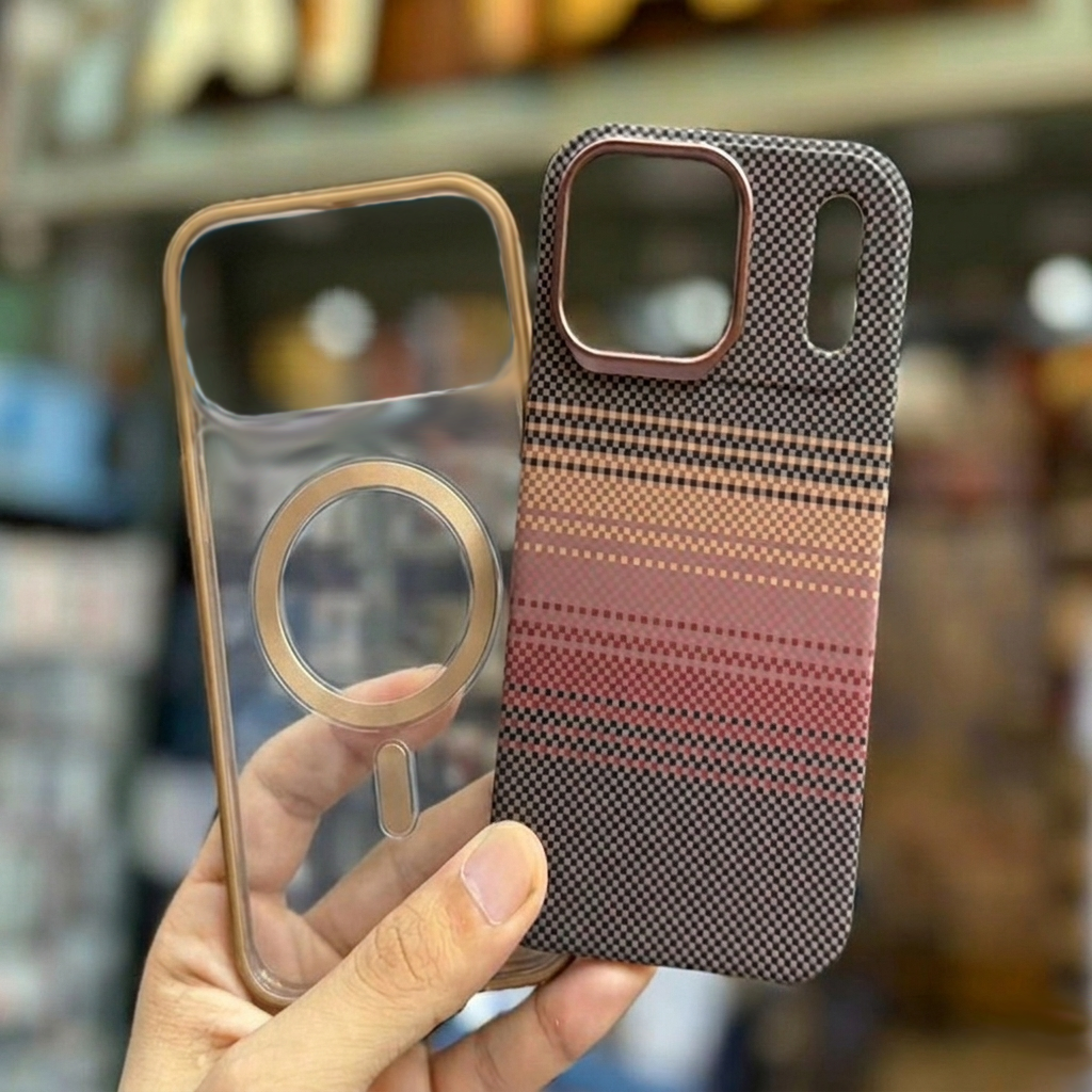 iPhone 17 Pro Max Case, 2 in 1 Sunset/ Transparent Design, Premium Woven Protection