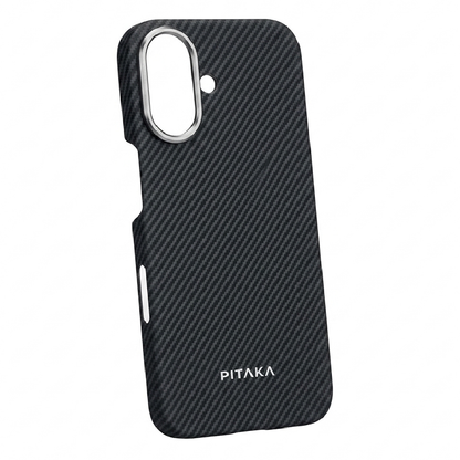 iPhone 16 Case, Ultra-Thin, Black/Grey Will Design, Premium Woven Protection