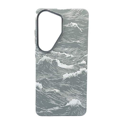 Samsung S26 Ultra Case, Ultra-Thin, Grey/White Sea Waves , Premium Woven Protection