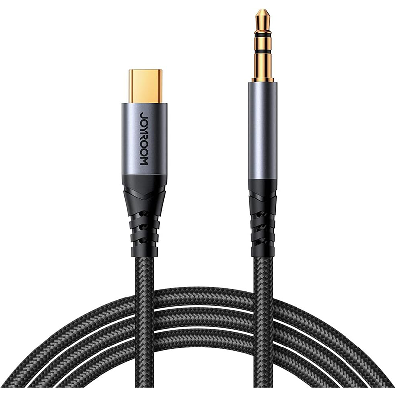 JoyRoom SY-A07 Audio-Transfer Series Type-C to 3.5mm AUX Audio Cable, 1.2 Meter Length, Black