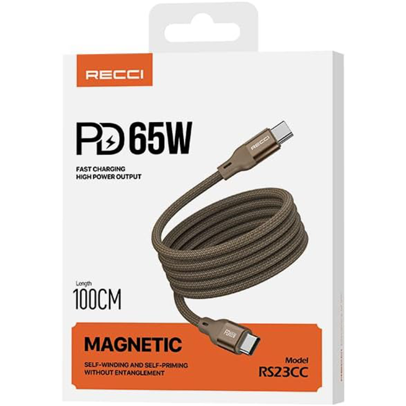 Recci RS23CC Magnetic Cable PD65W Type-C to Type-C - Desert Gold