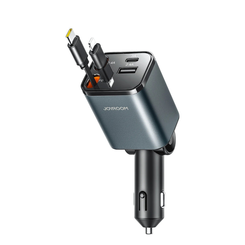 JOYROOM 4-in-1 Retractable Cable Car Charger, 65W, JR-CCL05