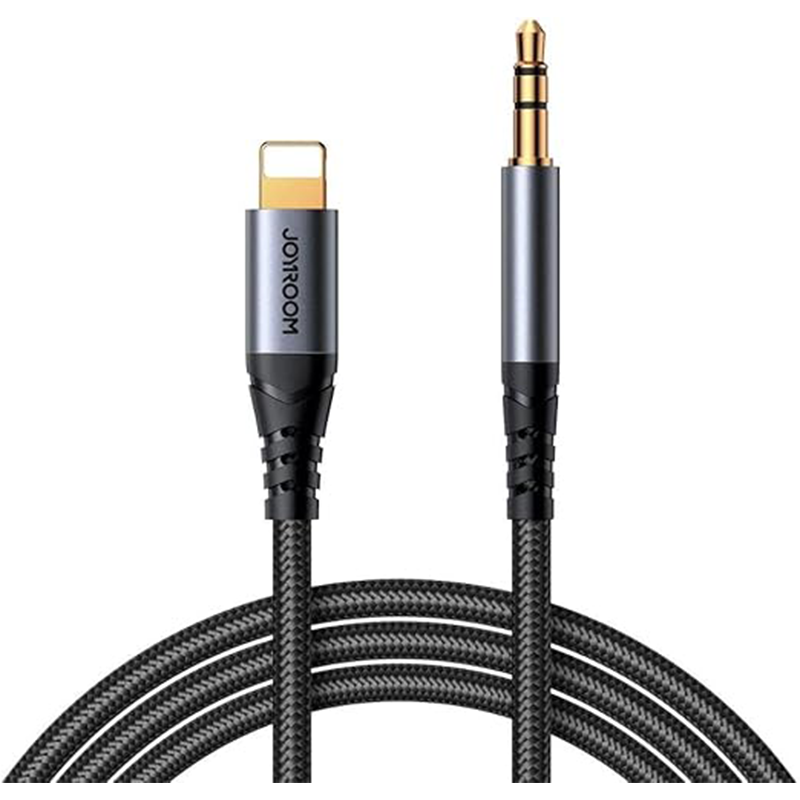 Joyroom SY-A06 Audio-Transfer Series Lightning to 3.5mm AUX Audio Cable, 1.2 Meter Length, Black