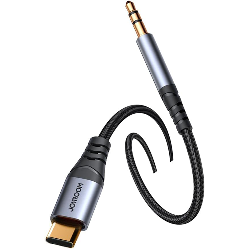 JoyRoom SY-A07 Audio-Transfer Series Type-C to 3.5mm AUX Audio Cable, 1.2 Meter Length, Black