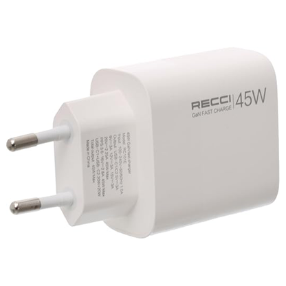 Recci Charger with Dual USB-C Ports 45W Gan EU Plug – RC101E