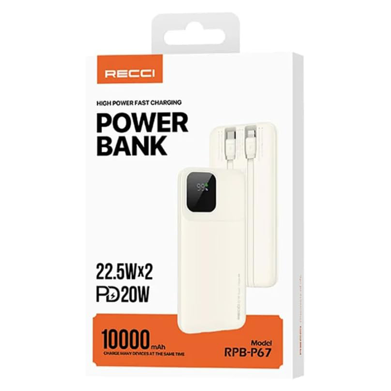 Recci RPB-P67 Black Power Bank 10,000 mAh