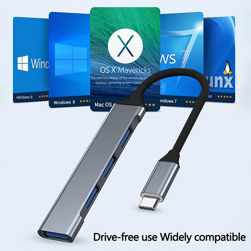 4-Port USB C Hub 3.0/2.0, Lightweight Aluminum